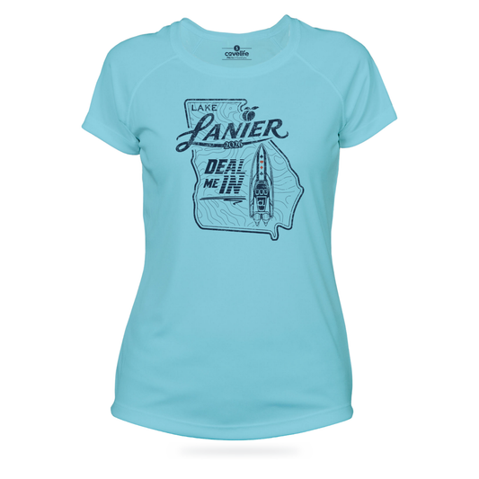 Womens UPF 50+ Solar Tech Performance SS shirt - Blue Water