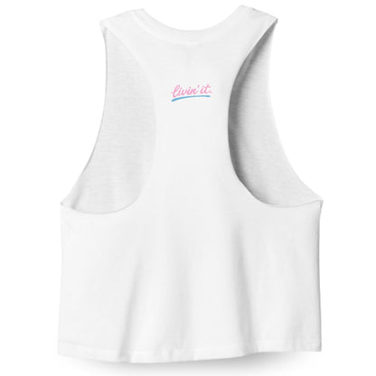 COVELiFE Livin' It Cropped Tank White - back flat