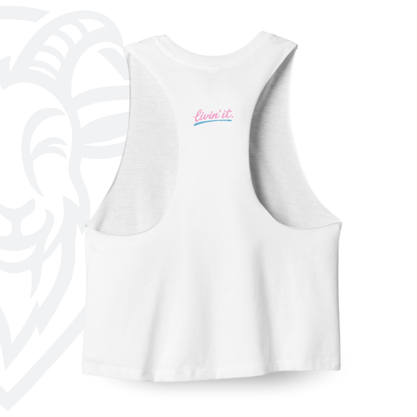 COVELiFE Livin' It Cropped Tank White - back flat