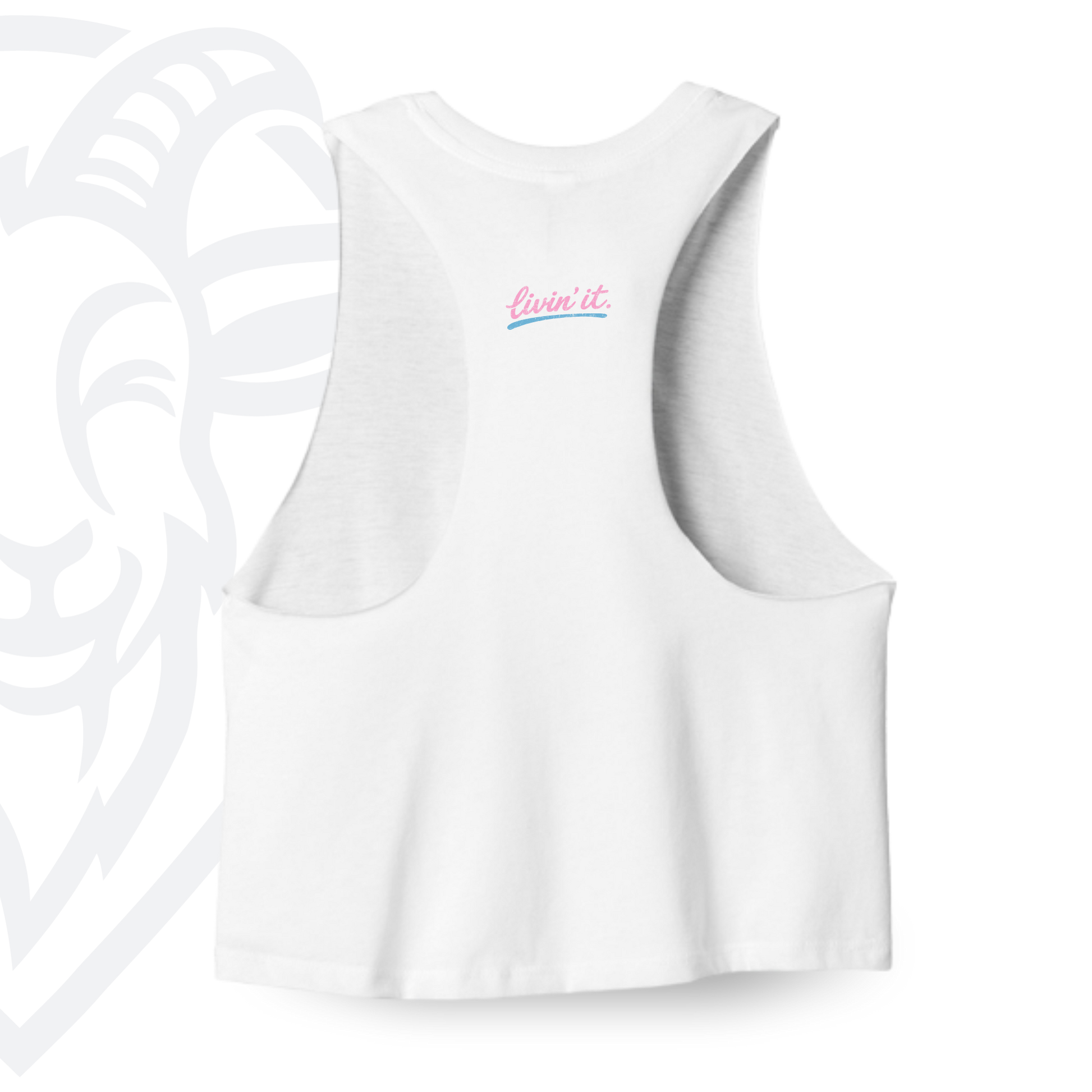COVELiFE Livin' It Cropped Tank White - back flat