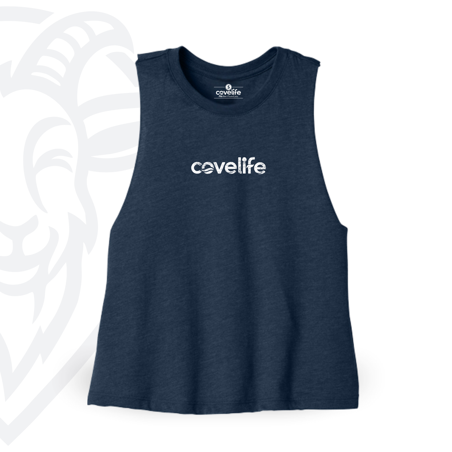 COVELiFE Livin' It Cropped Tank Navy - front flat