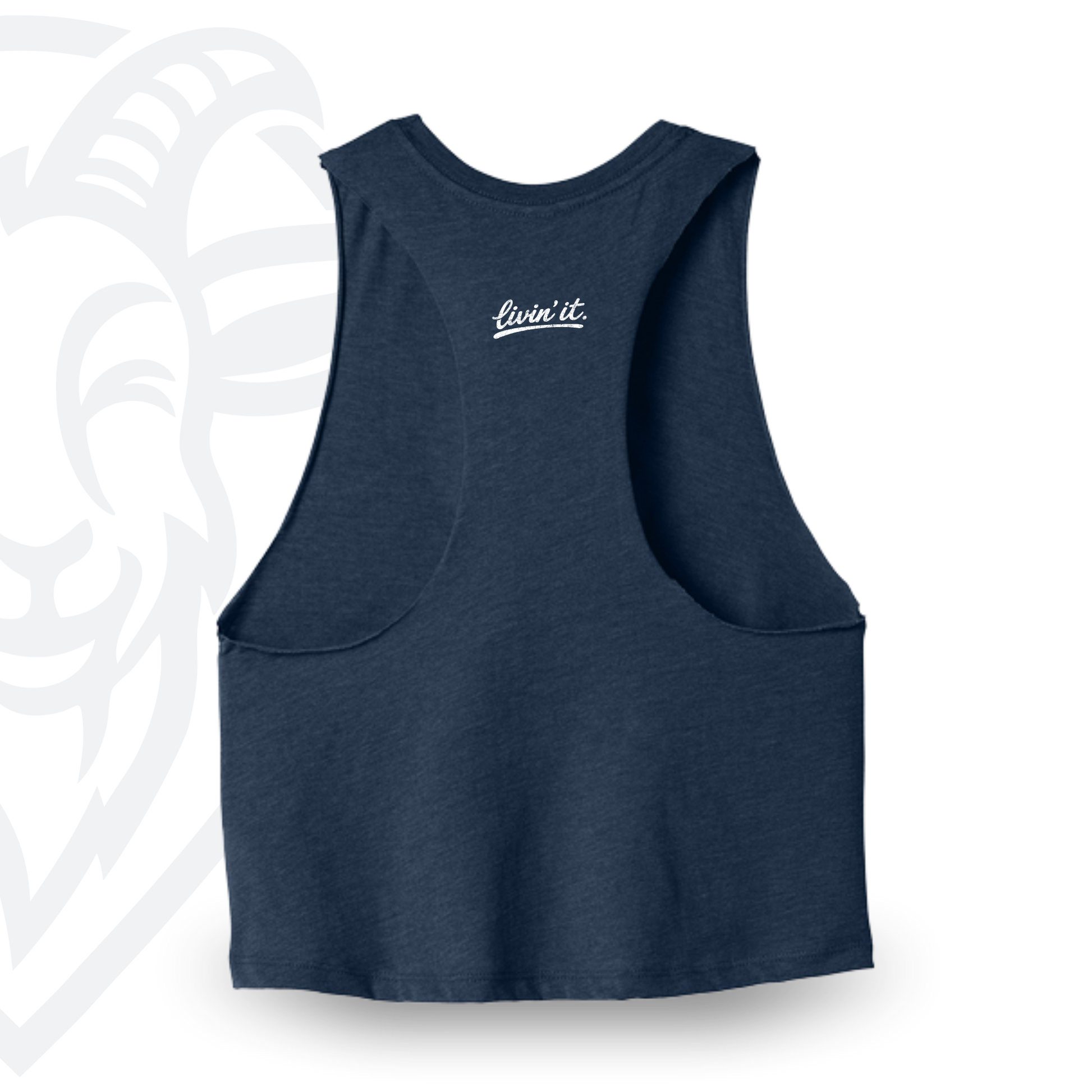 COVELiFE Livin' It Cropped Tank Navy - back flat
