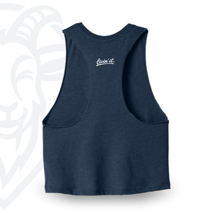 COVELiFE Livin' It Cropped Tank Navy - back flat