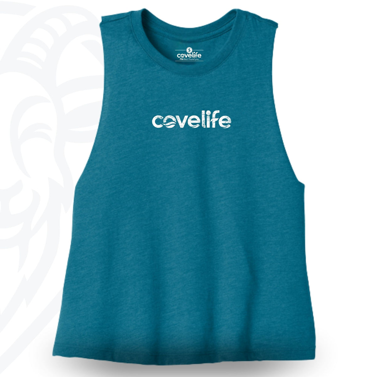 COVELiFE Livin' It Cropped Tank Teal - front flat