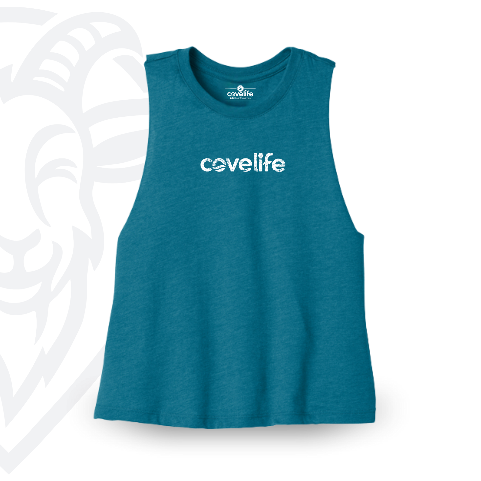 COVELiFE Livin' It Cropped Tank Teal - front flat