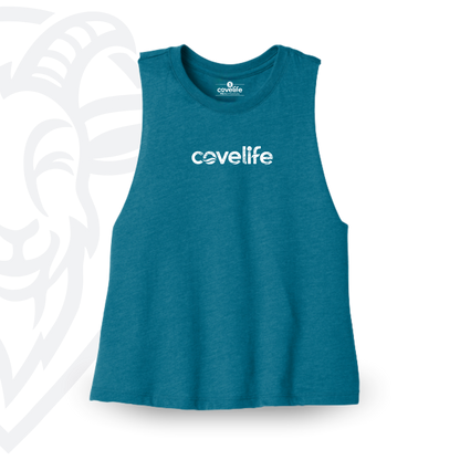 COVELiFE Livin' It Cropped Tank Teal - front flat