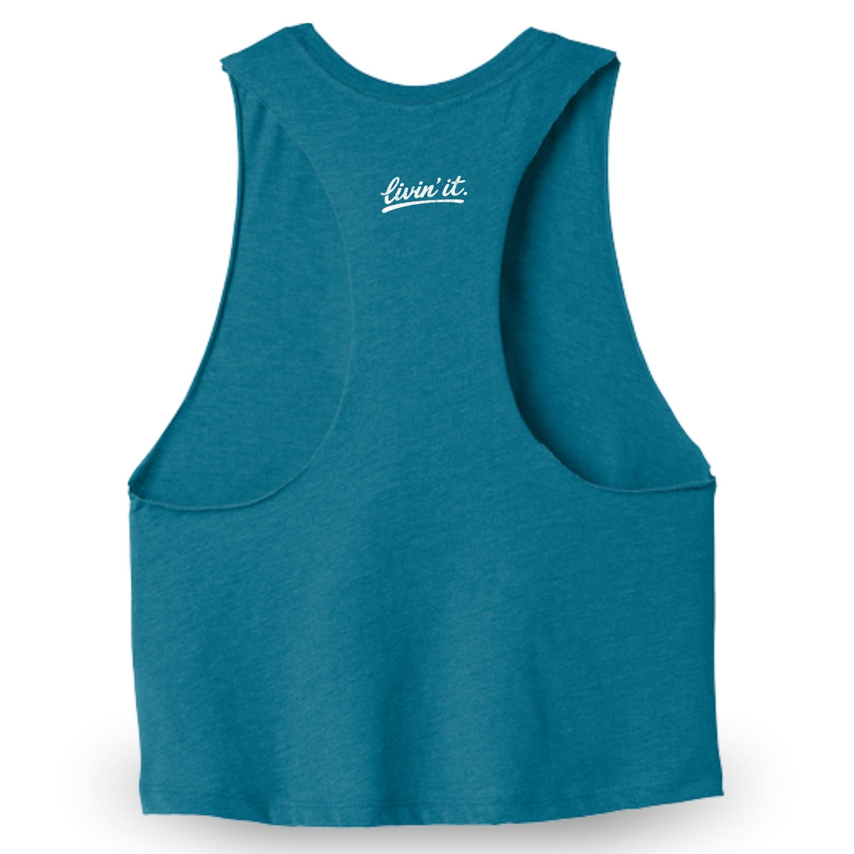 COVELiFE Livin' It Cropped Tank Teal - back flat