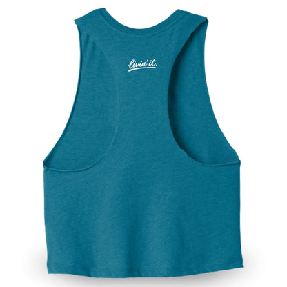COVELiFE Livin' It Cropped Tank Teal - back flat