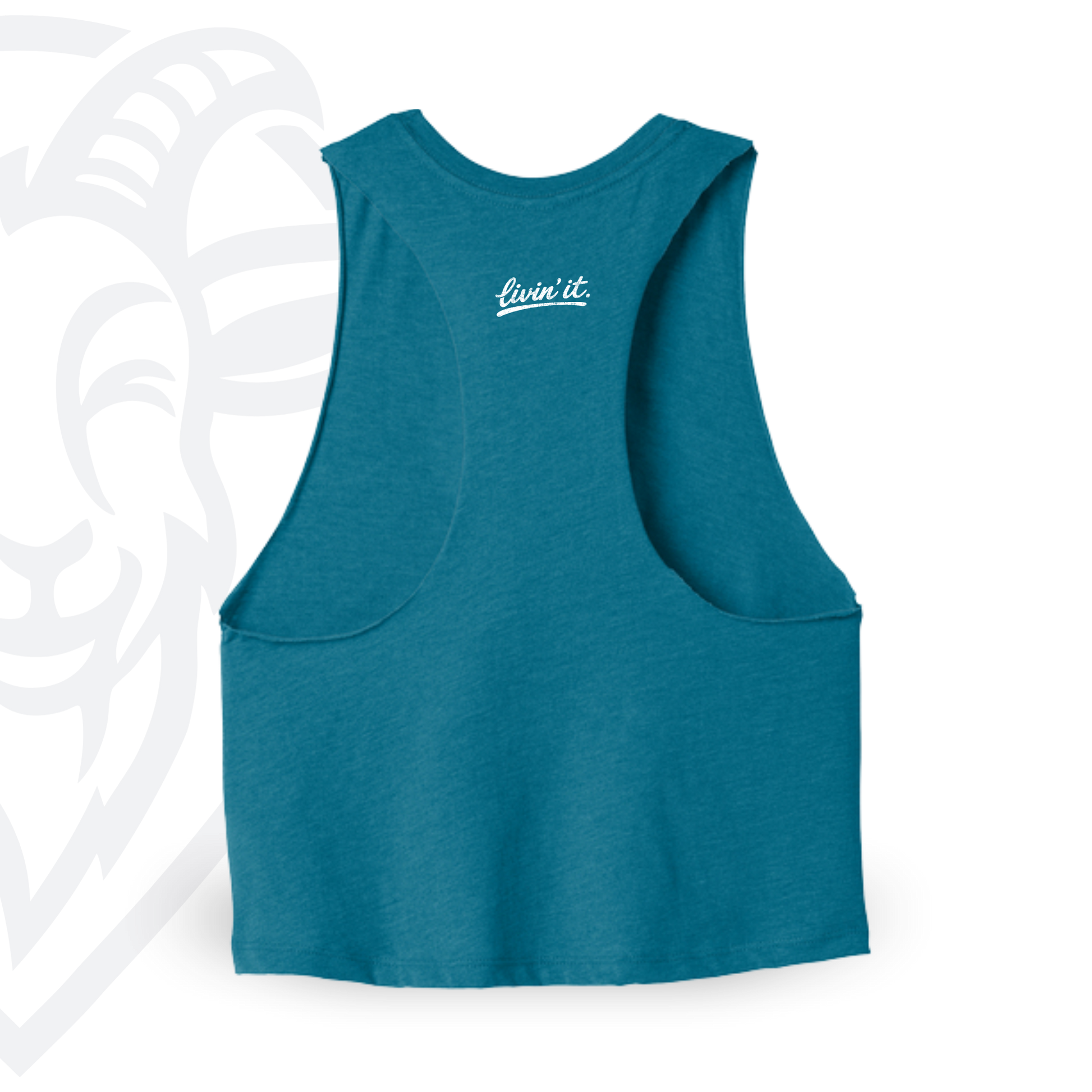 COVELiFE Livin' It Cropped Tank Teal - back flat