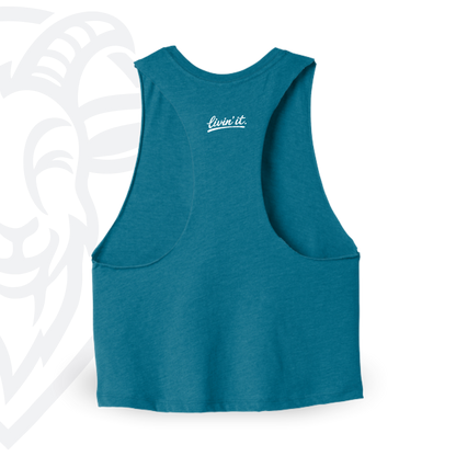 COVELiFE Livin' It Cropped Tank Teal - back flat
