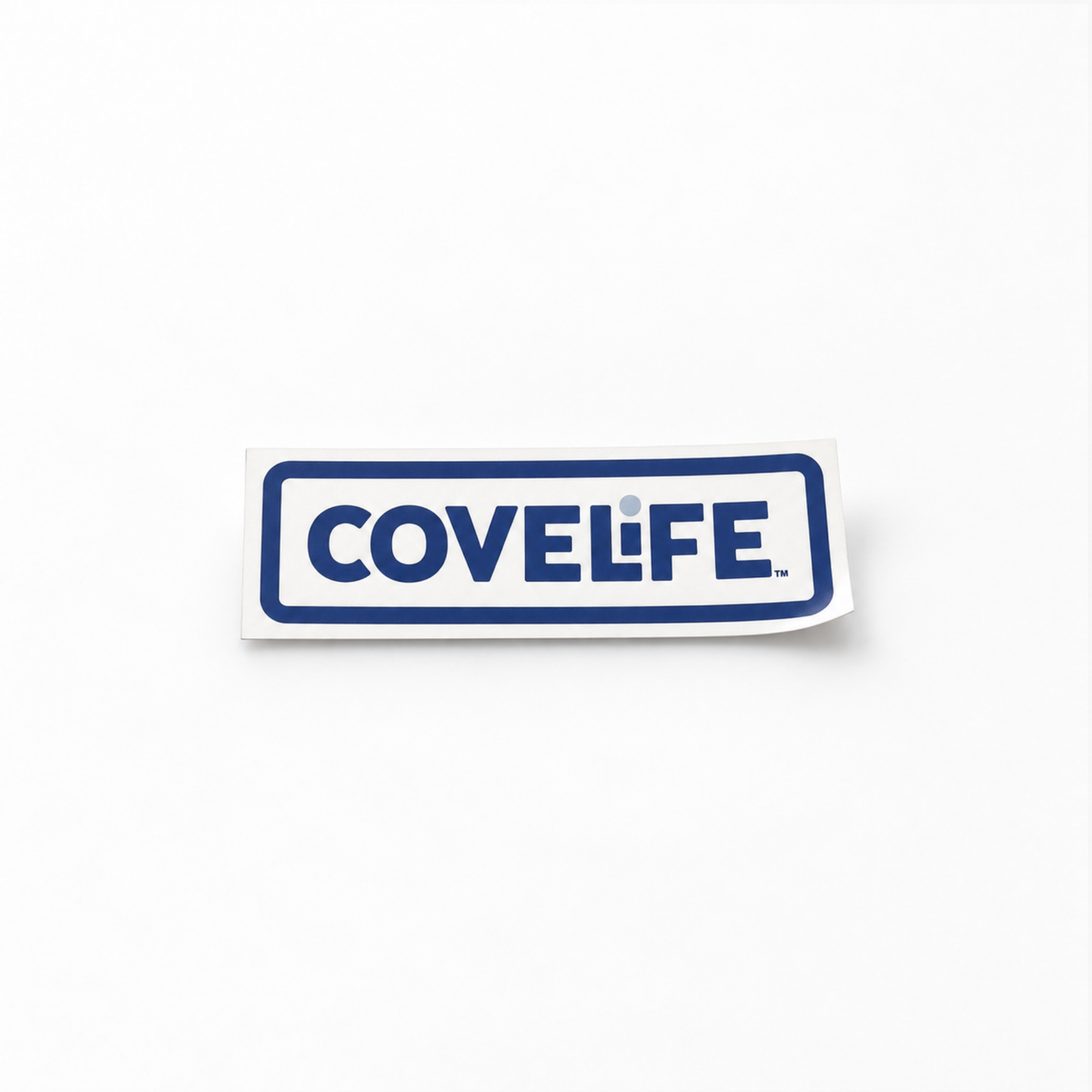 A rectangular white sticker with a blue border and the brand name 'COVELIFE' in blue, shown on a plain white background.