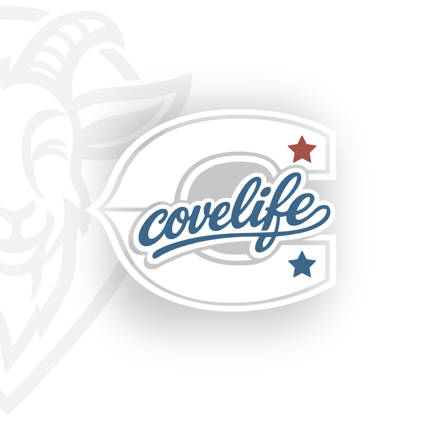 COVELiFE Block C Die-Cut Decal White/Red/Blue - white background product