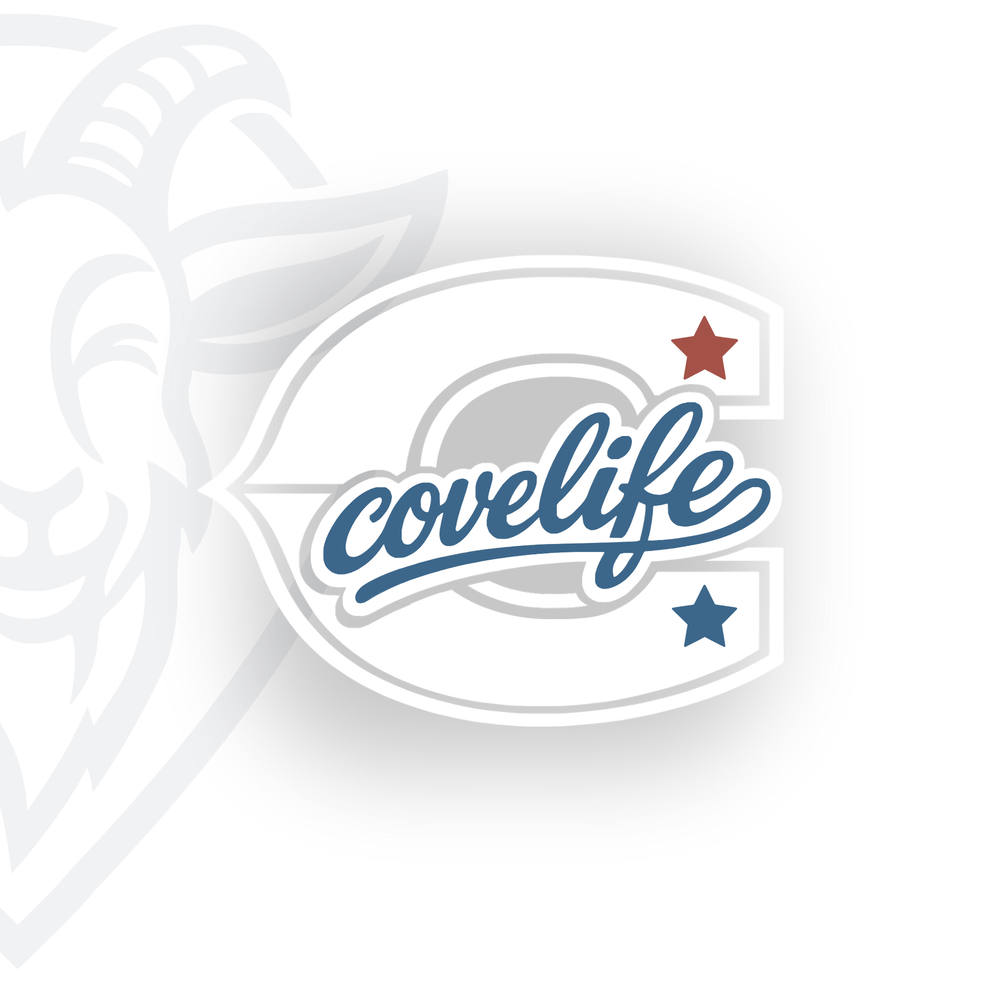 COVELiFE Block C Die-Cut Decal White/Red/Blue - white background product