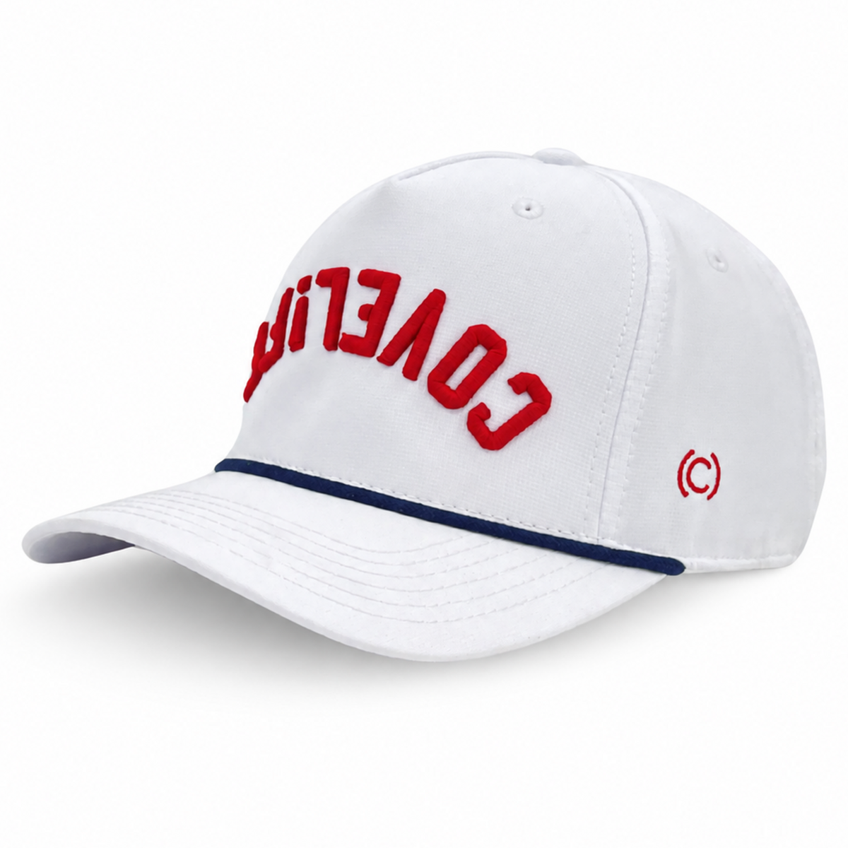 White COVELiFE with upside down wordmark with right side up "i" 