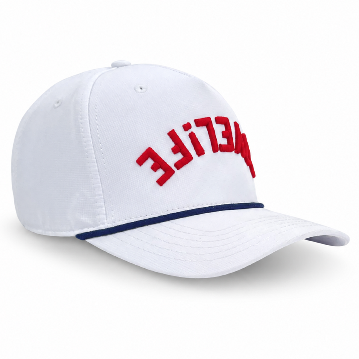 White COVELiFE with upside down wordmark with right side up "i" 