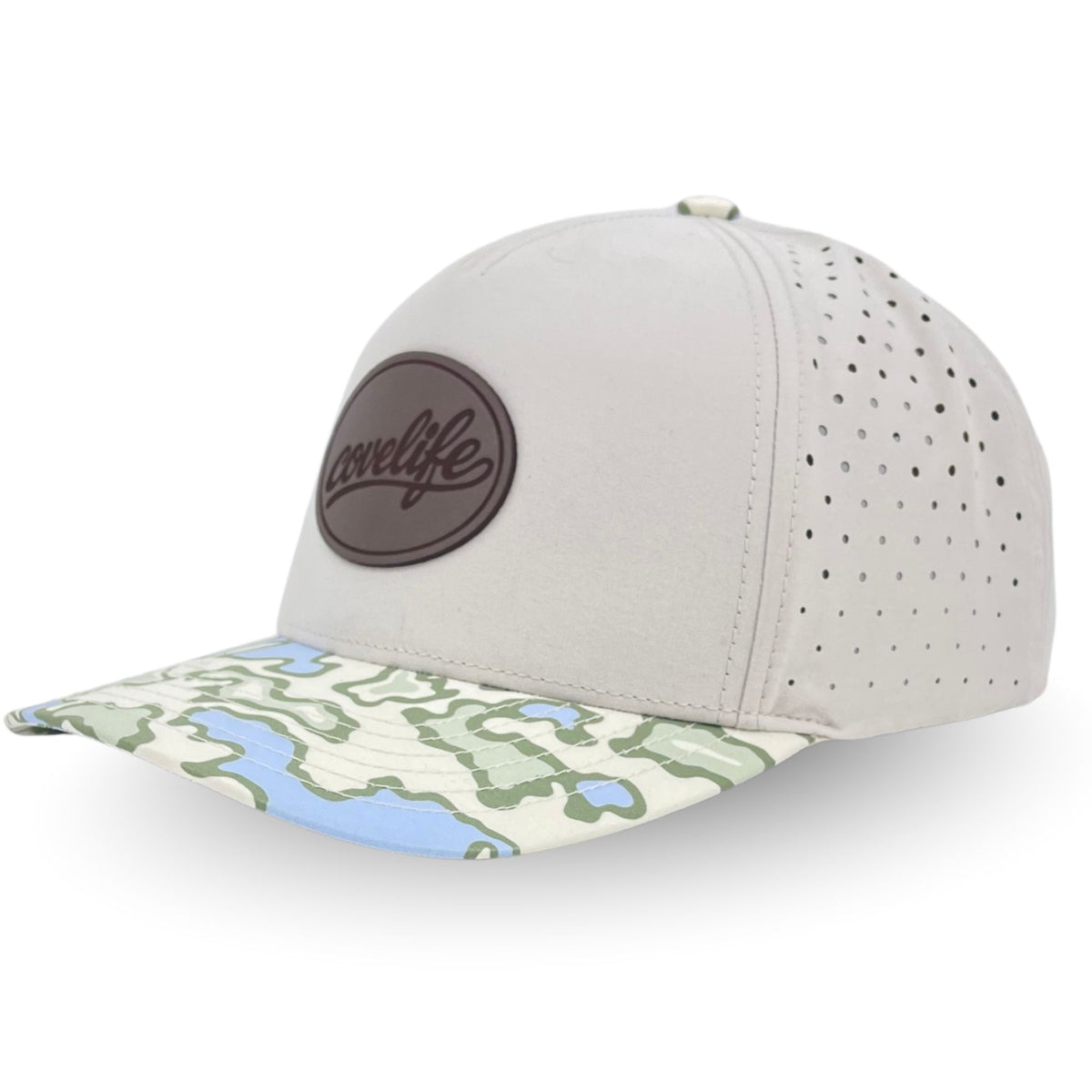 COVELiFE DRiFTFiT Lake Camo Performance Cap Midnight - three-quarter angle