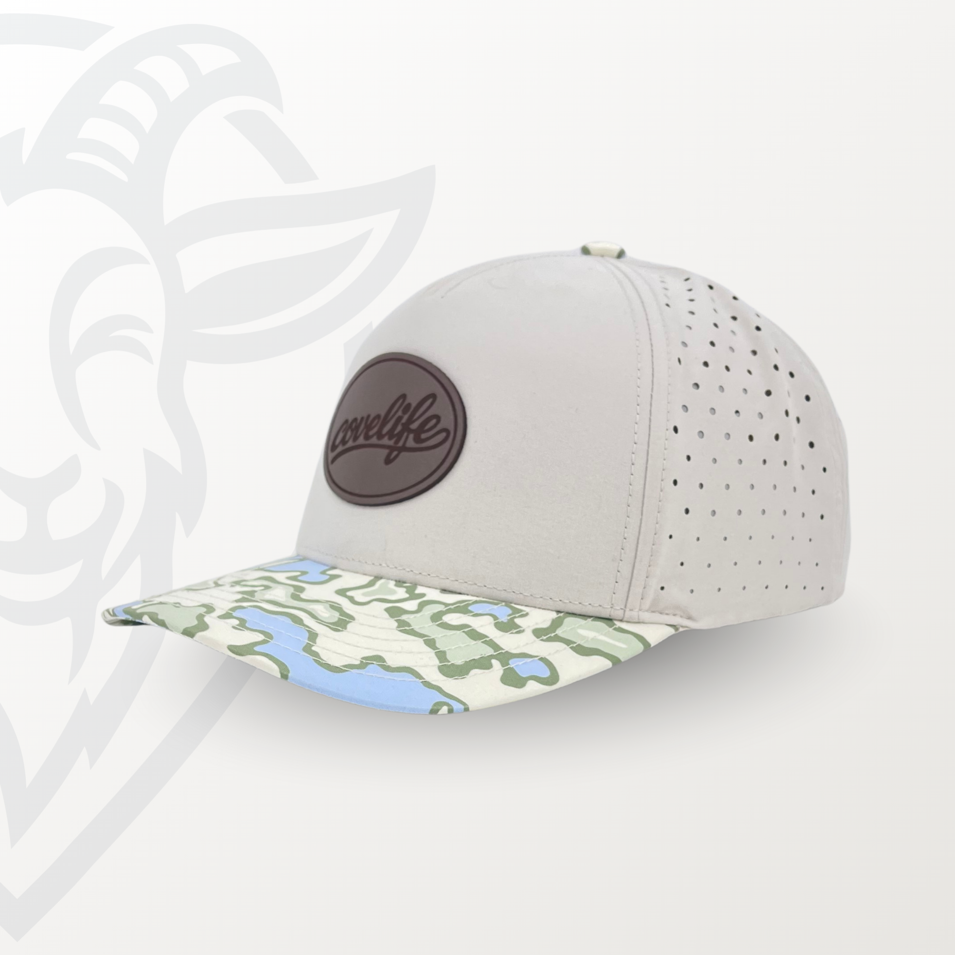 COVELiFE DRiFTFiT Lake Camo Performance Cap Midnight - three-quarter angle