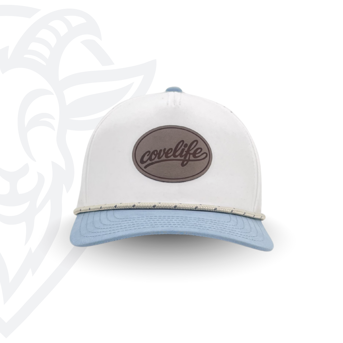 COVELiFE DRiFTFiT Harbor White Performance Cap Midnight - front view with leather patch