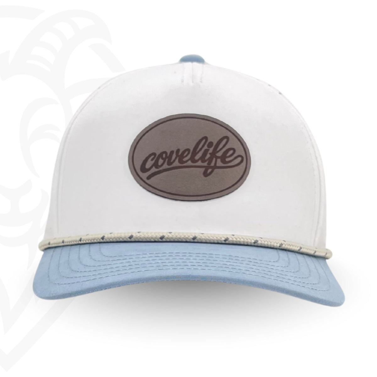 COVELiFE DRiFTFiT Harbor White Performance Cap Midnight - front view with leather patch
