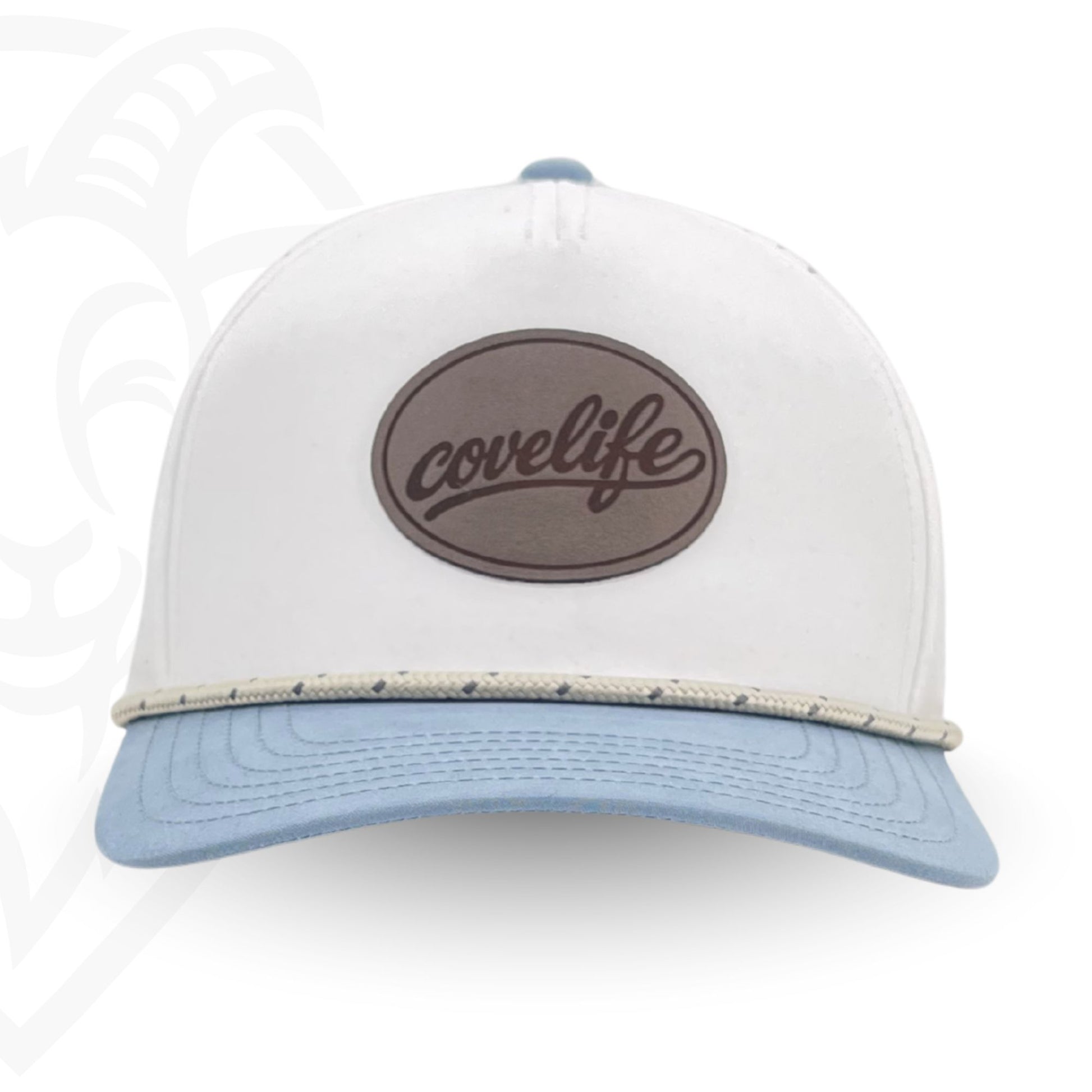 COVELiFE DRiFTFiT Harbor White Performance Cap Midnight - front view with leather patch