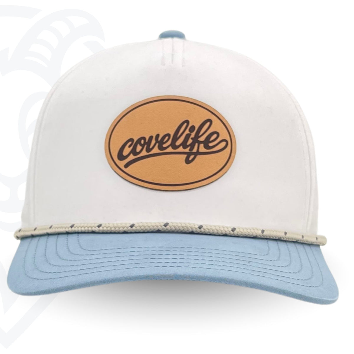 COVELiFE DRiFTFiT Harbor White Performance Cap Heritage - front view with leather patch