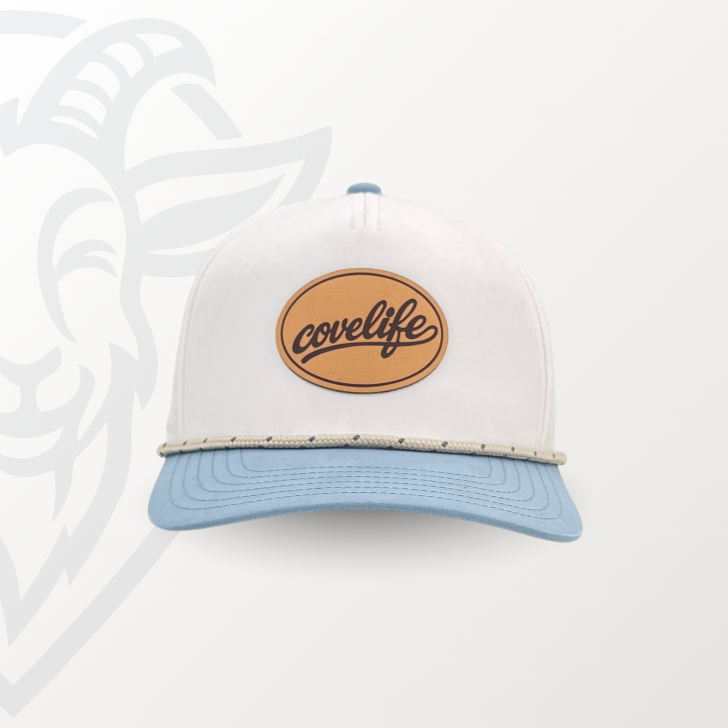 COVELiFE DRiFTFiT Harbor White Performance Cap Heritage - front view with leather patch