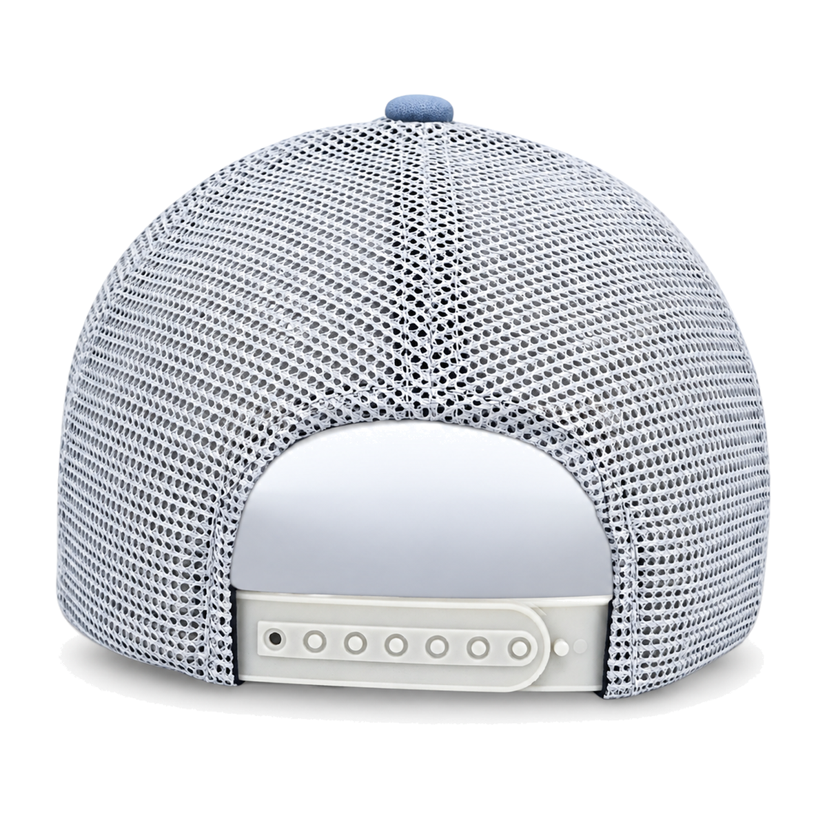 back view of classic mesh sky blue hat 