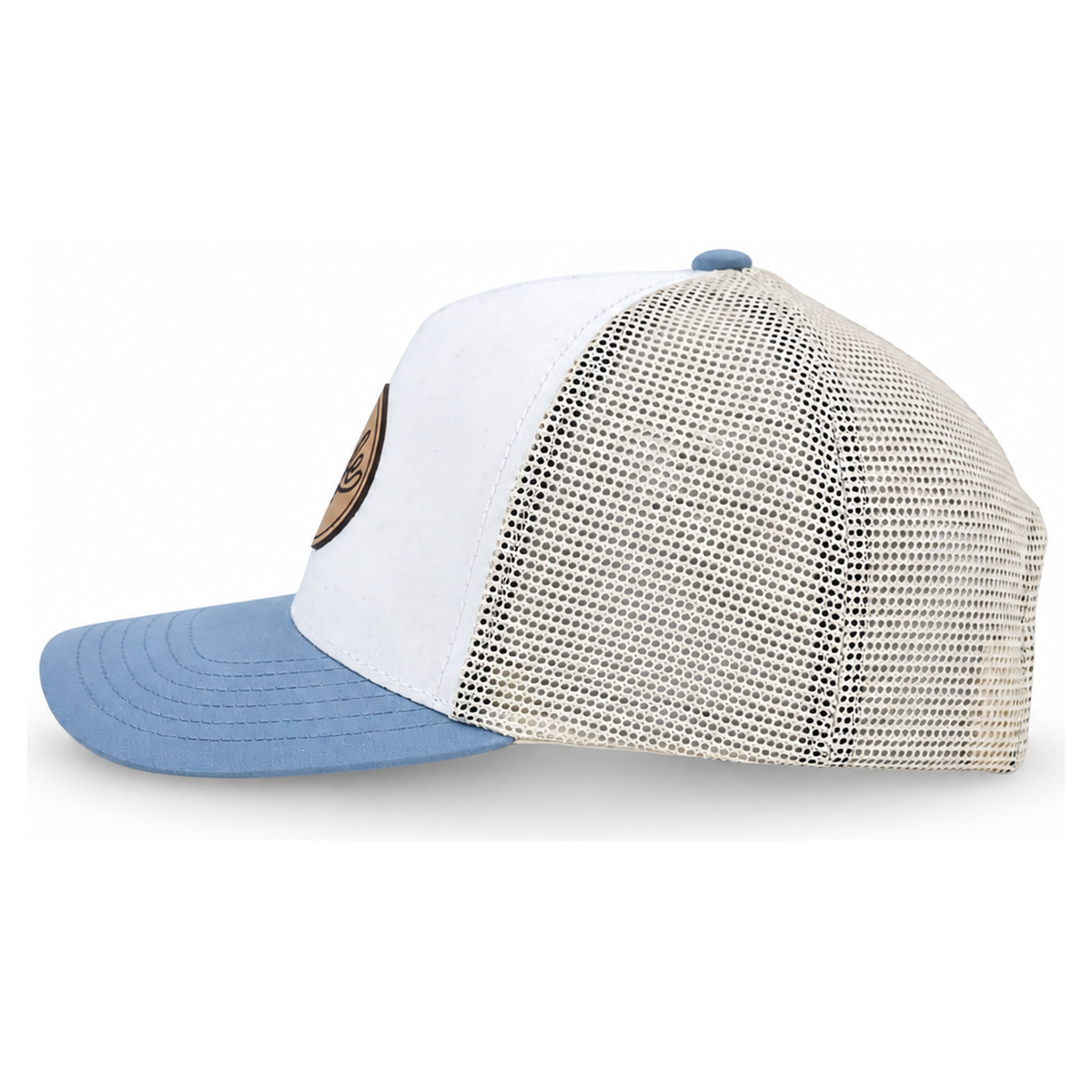 COVELiFE UltraLight Heritage leather patch in sky blue & white.