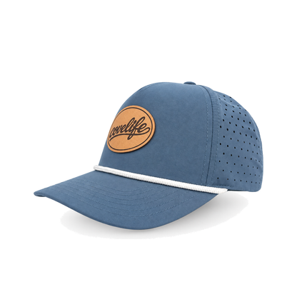 DRiFTFiT Performance Rope cap 3/4 with Heritage leather patch 3/4 angle view 