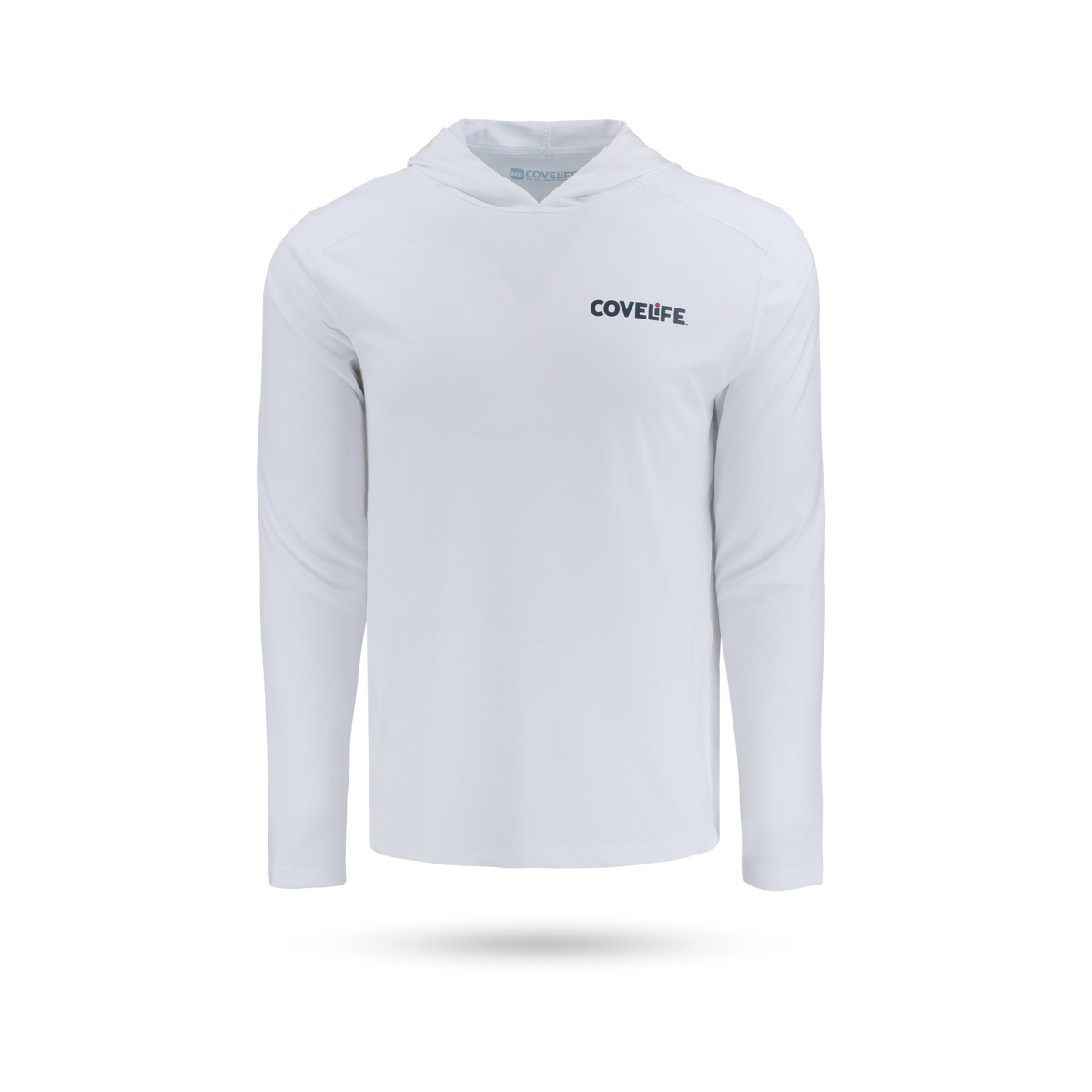 COVELiFE SolarTech UPF 50+ Hoodie White - Front with covelife wordmark left chest