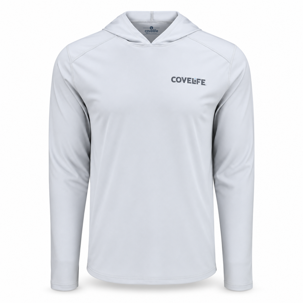 Pearl Grey COVELiFE SolarTech UPF 50+ Performance Sun Hoodie, front view.
